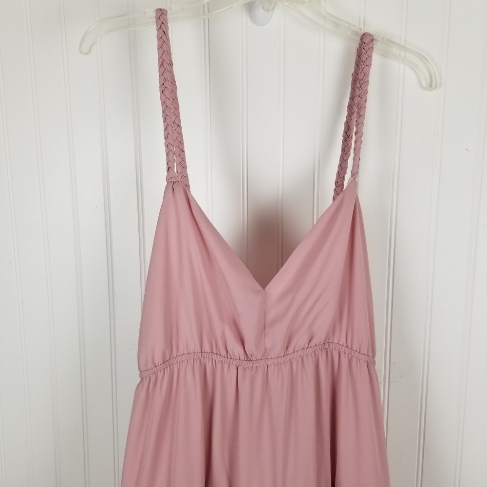 Lulus Sunshine Bound Mauve Pink Tiered Maxi Dress V Neck Adjustable Size Large - Picture 16 of 16